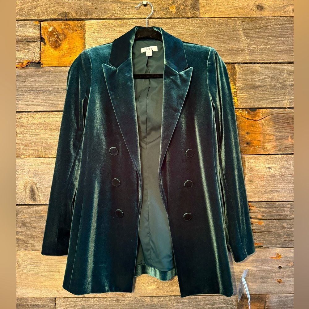 NWT Bar III emerald green velvet blazer size XXS